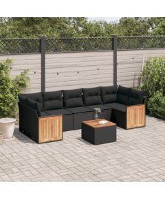 vidaXL 8-cz. zestaw wypoczynkowy do ogrodu, z poduszkami, czarny Dārza mēbeļu komplekti