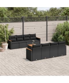 vidaXL 9-cz. zestaw wypoczynkowy do ogrodu, z poduszkami, czarny Dārza mēbeļu komplekti