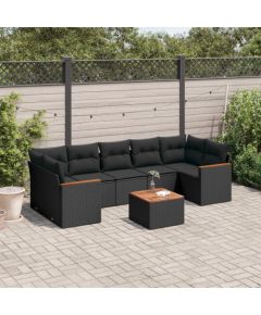 vidaXL 8-cz. zestaw wypoczynkowy do ogrodu, z poduszkami, czarny Dārza mēbeļu komplekti