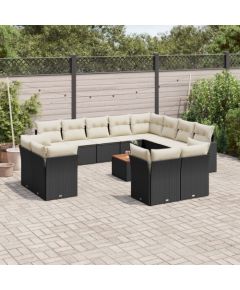 vidaXL 13-cz. zestaw mebli do ogrodu, poduszki, czarny, rattan PE Dārza mēbeļu komplekti