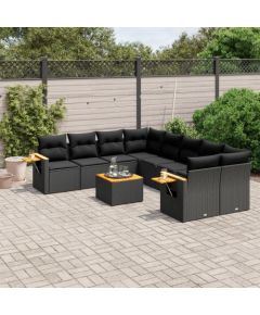 vidaXL 9-cz. zestaw wypoczynkowy do ogrodu, z poduszkami, czarny Dārza mēbeļu komplekti