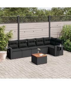 vidaXL 7-cz. zestaw wypoczynkowy do ogrodu, z poduszkami, czarny Dārza mēbeļu komplekti