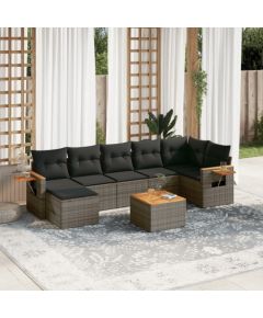 vidaXL 8-cz. zestaw mebli ogrodowych z poduszkami, szary, polirattan Dārza mēbeļu komplekti