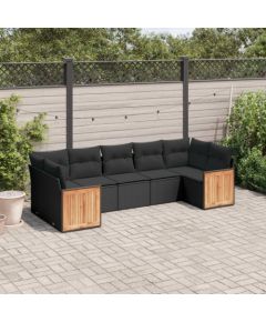 vidaXL 7-cz. zestaw wypoczynkowy do ogrodu, z poduszkami, czarny Dārza mēbeļu komplekti