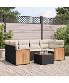 vidaXL 7-cz. zestaw wypoczynkowy do ogrodu, z poduszkami, czarny Dārza mēbeļu komplekti