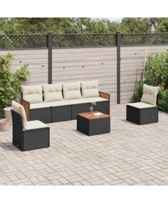 vidaXL 7-cz. zestaw wypoczynkowy do ogrodu, z poduszkami, czarny Dārza mēbeļu komplekti