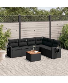 vidaXL 7-cz. zestaw wypoczynkowy do ogrodu, z poduszkami, czarny Dārza mēbeļu komplekti