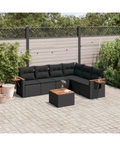 vidaXL 7-cz. zestaw wypoczynkowy do ogrodu, z poduszkami, czarny Dārza mēbeļu komplekti