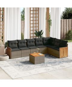 vidaXL 8-cz. zestaw mebli ogrodowych z poduszkami, szary, polirattan Dārza mēbeļu komplekti