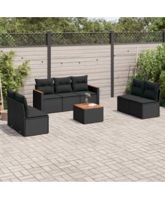 vidaXL 8-cz. zestaw wypoczynkowy do ogrodu, z poduszkami, czarny Dārza mēbeļu komplekti