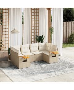 vidaXL 6-cz. zestaw mebli ogrodowych z poduszkami, beżowy, polirattan Dārza mēbeļu komplekti