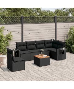 vidaXL 7-cz. zestaw wypoczynkowy do ogrodu, z poduszkami, czarny Dārza mēbeļu komplekti