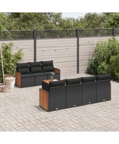 vidaXL 8-cz. zestaw wypoczynkowy do ogrodu, z poduszkami, czarny Dārza mēbeļu komplekti