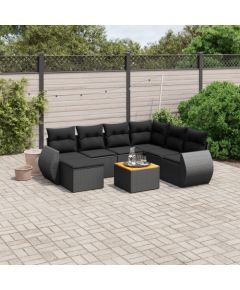 vidaXL 8-cz. zestaw wypoczynkowy do ogrodu, z poduszkami, czarny Dārza mēbeļu komplekti