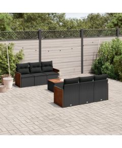 vidaXL 7-cz. zestaw wypoczynkowy do ogrodu, z poduszkami, czarny Dārza mēbeļu komplekti