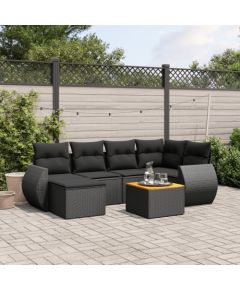 vidaXL 7-cz. zestaw wypoczynkowy do ogrodu, z poduszkami, czarny Dārza mēbeļu komplekti