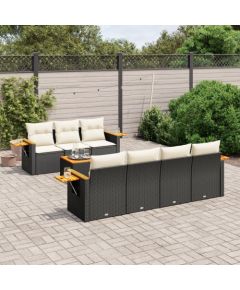 vidaXL 8-cz. zestaw wypoczynkowy do ogrodu, z poduszkami, czarny Dārza mēbeļu komplekti