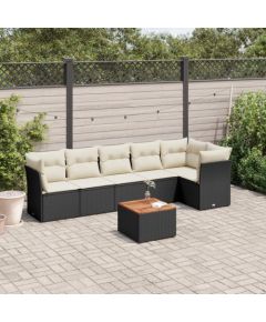 vidaXL 7-cz. zestaw wypoczynkowy do ogrodu, z poduszkami, czarny Dārza mēbeļu komplekti