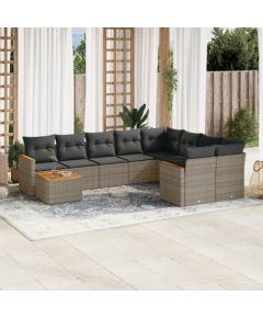 vidaXL 10-cz. zestaw wypoczynkowy do ogrodu, z poduszkami, szary Dārza mēbeļu komplekti