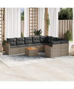 vidaXL 10-cz. zestaw wypoczynkowy do ogrodu, z poduszkami, szary Dārza mēbeļu komplekti