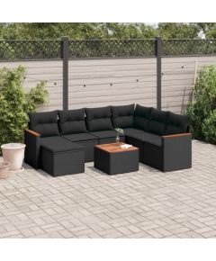 vidaXL 8-cz. zestaw wypoczynkowy do ogrodu, z poduszkami, czarny Dārza mēbeļu komplekti