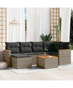 vidaXL 7-cz. zestaw wypoczynkowy do ogrodu, z poduszkami, szary Dārza mēbeļu komplekti