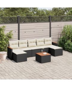 vidaXL 8-cz. zestaw wypoczynkowy do ogrodu, z poduszkami, czarny Dārza mēbeļu komplekti