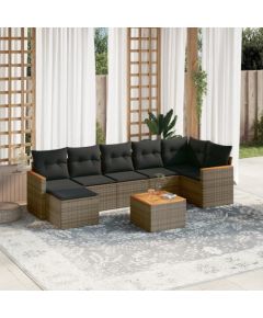 vidaXL 8-cz. zestaw mebli ogrodowych z poduszkami, szary, polirattan Dārza mēbeļu komplekti