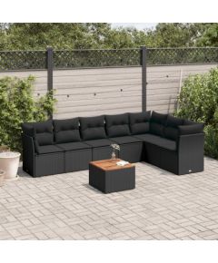 vidaXL 8-cz. zestaw wypoczynkowy do ogrodu, z poduszkami, czarny Dārza mēbeļu komplekti