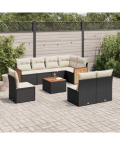 vidaXL 9-cz. zestaw wypoczynkowy do ogrodu, z poduszkami, czarny Dārza mēbeļu komplekti