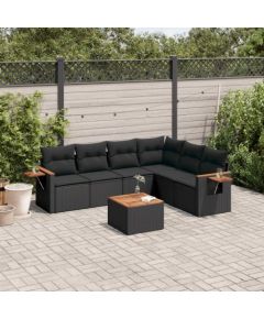 vidaXL 7-cz. zestaw wypoczynkowy do ogrodu, z poduszkami, czarny Dārza mēbeļu komplekti