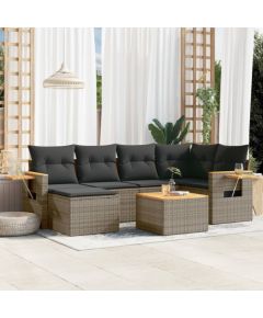 vidaXL 7-cz. zestaw wypoczynkowy do ogrodu, z poduszkami, szary Dārza mēbeļu komplekti