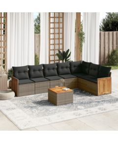 vidaXL 8-cz. zestaw mebli ogrodowych z poduszkami, szary, polirattan Dārza mēbeļu komplekti