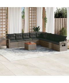 vidaXL 10-cz. zestaw wypoczynkowy do ogrodu, z poduszkami, szary Dārza mēbeļu komplekti