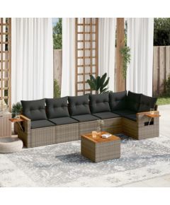 vidaXL 7-cz. zestaw wypoczynkowy do ogrodu, z poduszkami, szary Dārza mēbeļu komplekti