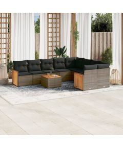 vidaXL 10-cz. zestaw wypoczynkowy do ogrodu, z poduszkami, szary Dārza mēbeļu komplekti