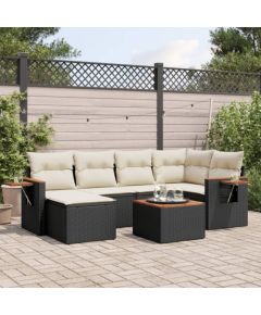 vidaXL 7-cz. zestaw wypoczynkowy do ogrodu, z poduszkami, czarny Dārza mēbeļu komplekti