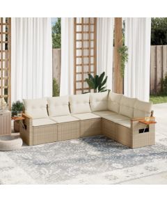 vidaXL 6-cz. zestaw mebli ogrodowych z poduszkami, beżowy, polirattan Dārza mēbeļu komplekti