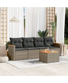 vidaXL 5-cz. zestaw wypoczynkowy do ogrodu, poduszki, szary rattan PE Dārza mēbeļu komplekti