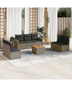 vidaXL 8-cz. zestaw mebli ogrodowych z poduszkami, szary, polirattan Dārza mēbeļu komplekti