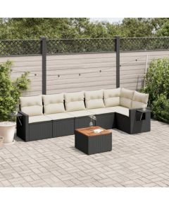 vidaXL 7-cz. zestaw wypoczynkowy do ogrodu, z poduszkami, czarny Dārza mēbeļu komplekti