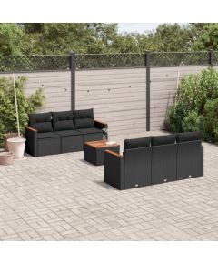 vidaXL 7-cz. zestaw wypoczynkowy do ogrodu, z poduszkami, czarny Dārza mēbeļu komplekti