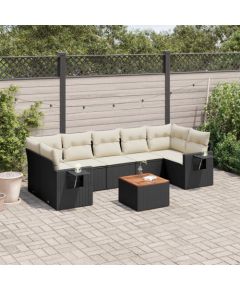 vidaXL 8-cz. zestaw wypoczynkowy do ogrodu, z poduszkami, czarny Dārza mēbeļu komplekti