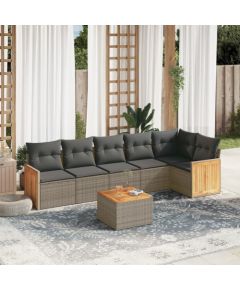 vidaXL 7-cz. zestaw wypoczynkowy do ogrodu, z poduszkami, szary Dārza mēbeļu komplekti