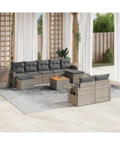 vidaXL 10-cz. zestaw wypoczynkowy do ogrodu, z poduszkami, szary Dārza mēbeļu komplekti