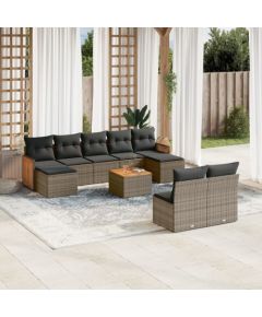 vidaXL 10-cz. zestaw wypoczynkowy do ogrodu, z poduszkami, szary Dārza mēbeļu komplekti