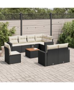 vidaXL 9-cz. zestaw wypoczynkowy do ogrodu, z poduszkami, czarny Dārza mēbeļu komplekti