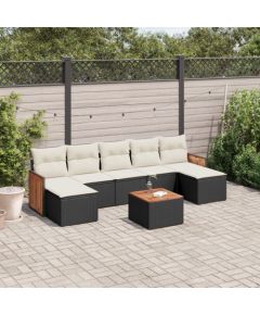 vidaXL 8-cz. zestaw wypoczynkowy do ogrodu, z poduszkami, czarny Dārza mēbeļu komplekti