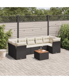 vidaXL 8-cz. zestaw wypoczynkowy do ogrodu, z poduszkami, czarny Dārza mēbeļu komplekti