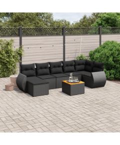 vidaXL 8-cz. zestaw wypoczynkowy do ogrodu, z poduszkami, czarny Dārza mēbeļu komplekti